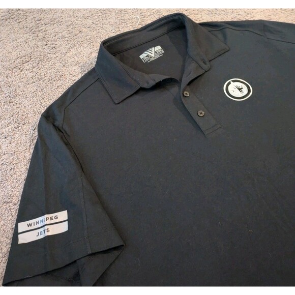 Levelwear NHL Winnipeg Jets Black Short Sleeve Polo Shirt Men's Large - Picture 3 of 7